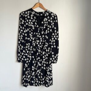 Derek Lam silk Floral Print V-Neck Long Sleeve Mini Dress Size 4